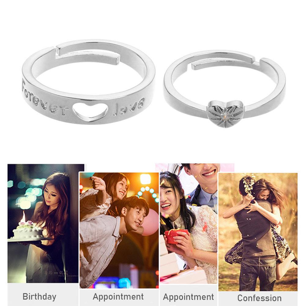 Подарки Мужчины Женщины Ювелирные Изделия Для Подруги Женщины Посеребренные Регулируемые Кольца Для Пары В Форме Сердца