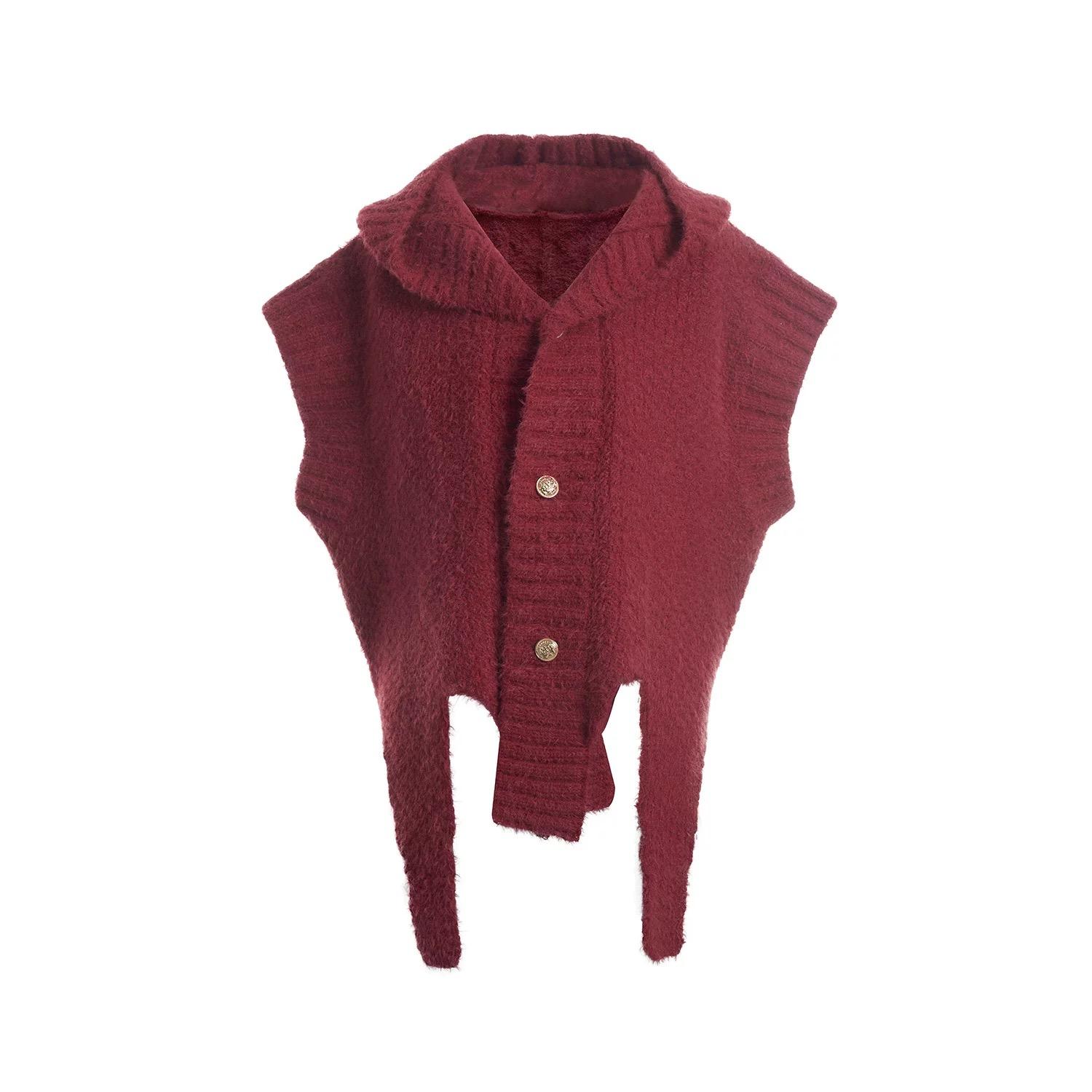 Irregular Design Fake Two Piece Ripped Hole Vintage Sweater Vest Man Autumn Winter Gothic Punk Button Up Hooded Knit Vest XL червоний
Irregular Design Fake Two Piece Ripped Hole Vintage Sweater Vest Man Autumn Winter Gothic Punk Button Up Hooded Knit Vest XL червоний