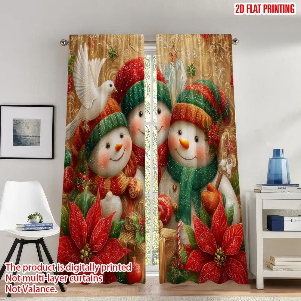 Set Of 2 Flat Printing Christmas Party Curtains Snowmen Poinsettia Gift Digital Printed Polyester Drapes Festive Curtain Made W100*H70(CM)-Hooks&2PCS
Set Of 2 Flat Printing Christmas Party Curtains Snowmen Poinsettia Gift Digital Printed Polyester Drapes Festive Curtain Made W100*H70(CM)-Hooks&2PCS