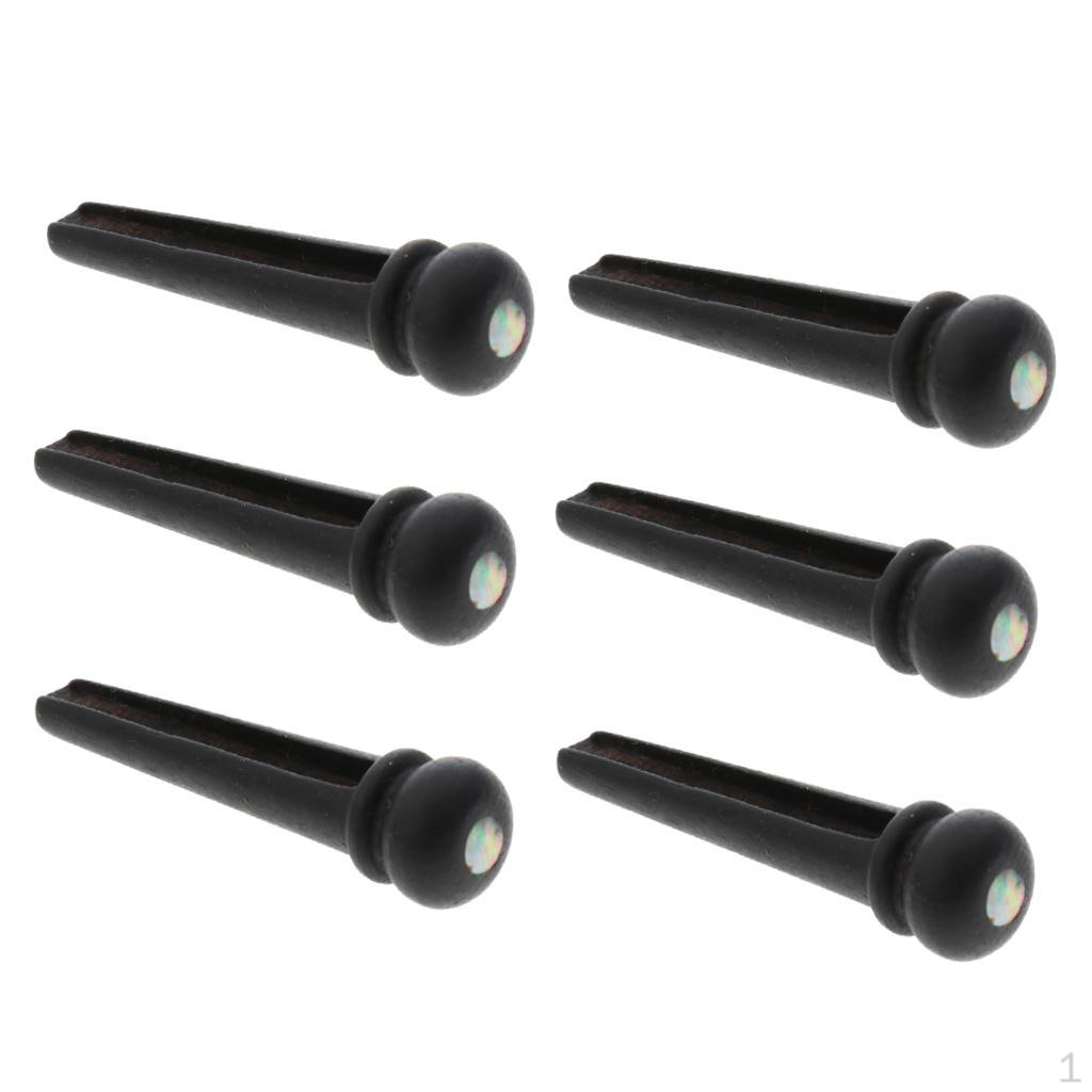 6pcs Acoustic Guitar Ebony Bridge Pins Pegs Black W/ Shell Dots Supply Accs
6pcs Acoustic Guitar Ebony Bridge Pins Pegs Black W/ Shell Dots Supply Accs