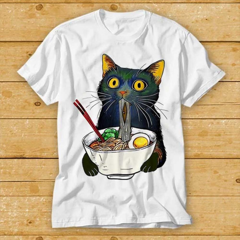 Ramen Noodle Black Cat Foodie Lover Printed Tshirt Woman Man Japanese Harajuku Vintage Tee Cotton T Shirt Shortsleev 4XL
Ramen Noodle Black Cat Foodie Lover Printed Tshirt Woman Man Japanese Harajuku Vintage Tee Cotton T Shirt Shortsleev 4XL