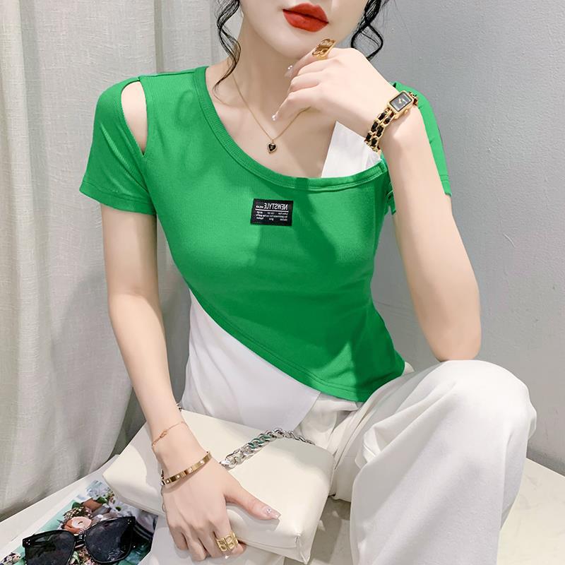 2023 Европейский стиль Облегающая футболка с открытыми плечами, вырезами и асимметричным подолом в стиле колорблок 3XL зелёный
2023 Европейский стиль Облегающая футболка с открытыми плечами, вырезами и асимметричным подолом в стиле колорблок 3XL зелёный