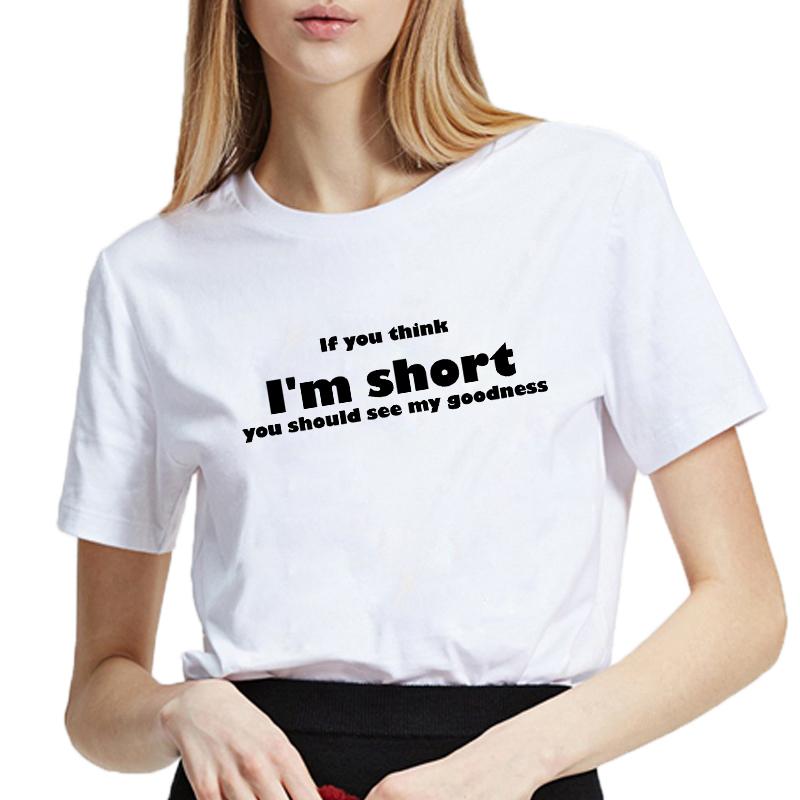 Letter Print T-Shirt Women If You Think Im Short, You Should See My Goodness T Shirts Women Short Sleeve White Loose Tshirt S білий
Letter Print T-Shirt Women If You Think Im Short, You Should See My Goodness T Shirts Women Short Sleeve White Loose Tshirt S білий