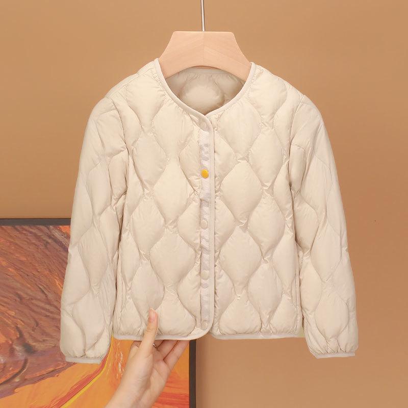 Детская легкая двусторонняя пуховая куртка 2025 года для мальчиков и девочек: Зимний теплый, тонкий стиль - размеры от маленького до большого 140cm