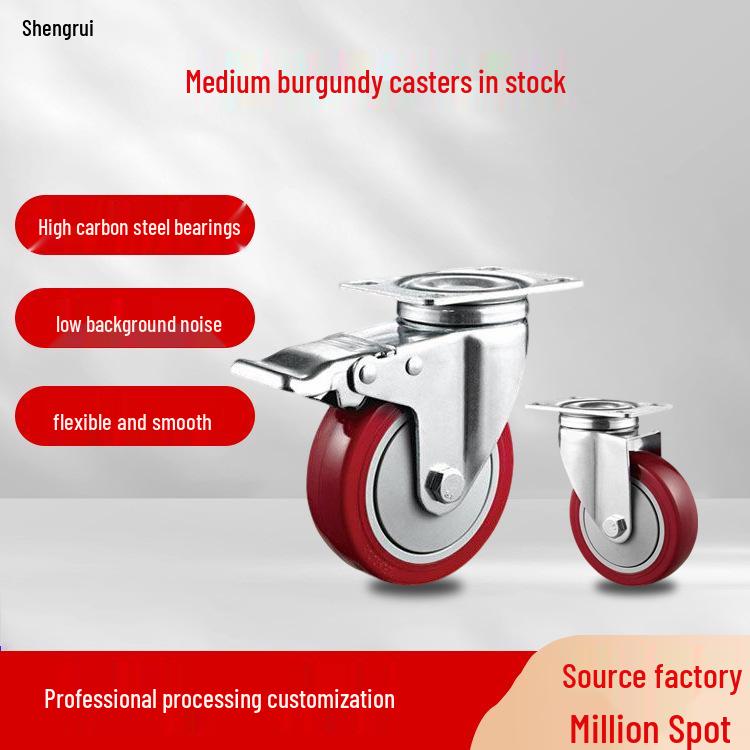 Jujube Red Medium-Duty Hand Truck Swivel Casters with Brake, 3 , 4 , 5 Wheels in Stock 2.5-inch fixed caster
Jujube Red Medium-Duty Hand Truck Swivel Casters with Brake, 3 , 4 , 5 Wheels in Stock 2.5-inch fixed caster