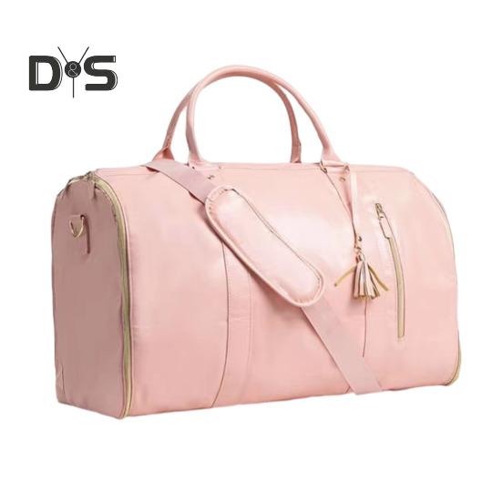 Сумка для ручной клади, большая дорожная сумка с ручкой, застежкой-молнией, кисточкой, водонепроницаемая дорожная сумка для делового костюма с карманом для обуви розовый