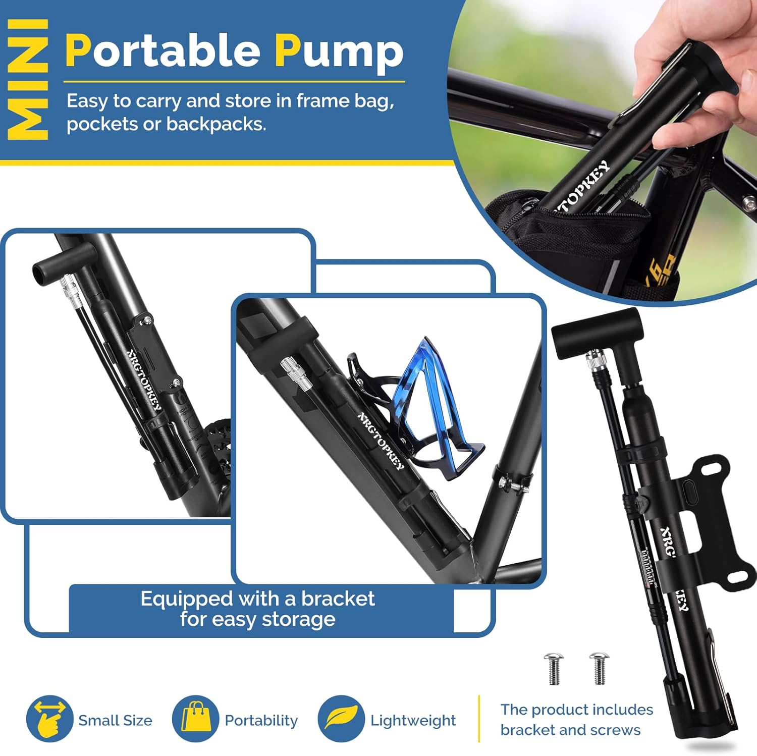 Mini Floor Bike Pump 120 PSI with Gauge & Foot Rest, Dual Schrader/Presta, for MTB & Road Bikes United States
Mini Floor Bike Pump 120 PSI with Gauge & Foot Rest, Dual Schrader/Presta, for MTB & Road Bikes United States