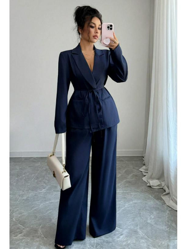 Women s High-End Commuting Set: Dark Blue, Slimming Waist Tie, Wide-Leg Pants, Two-Piece Suit Extra Large темно-синий
Women s High-End Commuting Set: Dark Blue, Slimming Waist Tie, Wide-Leg Pants, Two-Piece Suit Extra Large темно-синий