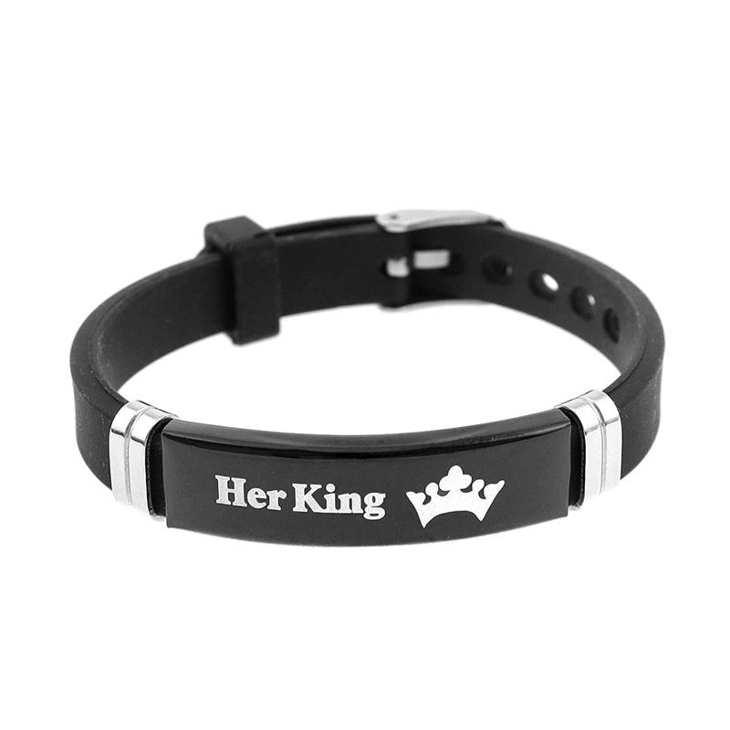 Браслет из нержавеющей стали для мужчин и женщин, модный, король, королева, регулируемая длина, силиконовый браслет, ювелирное изделие 1pc чёрный
Браслет из нержавеющей стали для мужчин и женщин, модный, король, королева, регулируемая длина, силиконовый браслет, ювелирное изделие 1pc чёрный