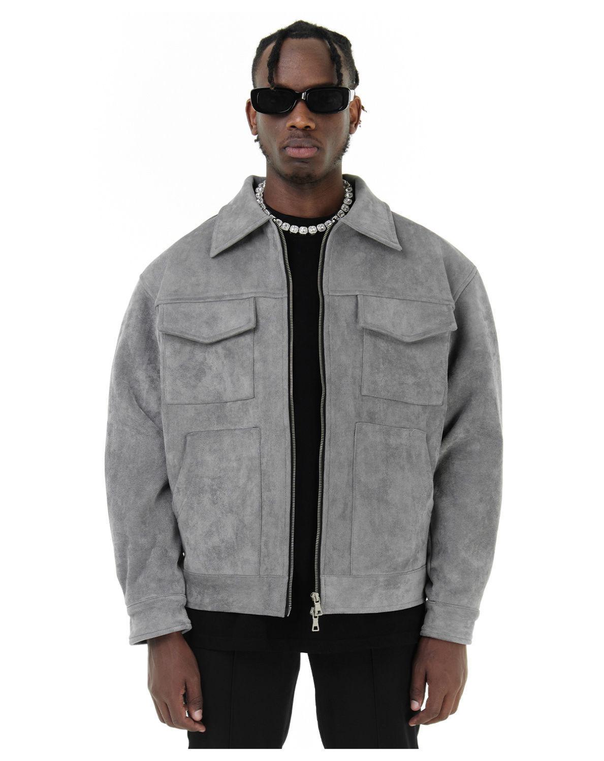 Men s Trendy Suede Velvet Zipper Jacket with Large Pockets - Casual Lapel Design for Spring and Autumn S сірий колір
Men s Trendy Suede Velvet Zipper Jacket with Large Pockets - Casual Lapel Design for Spring and Autumn S сірий колір