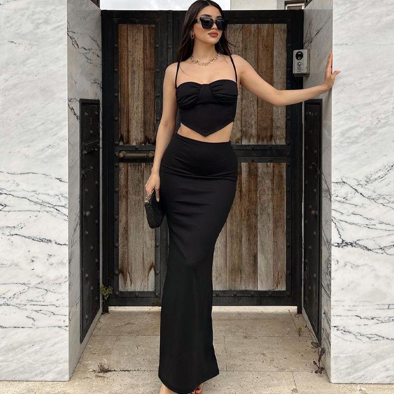 Pure Desire Style Chest Ruched Design Camisole High Waist Peach Hip Slim Fit Long Dress Skirt Fashion Two-Piece Suit Black S
Pure Desire Style Chest Ruched Design Camisole High Waist Peach Hip Slim Fit Long Dress Skirt Fashion Two-Piece Suit Black S