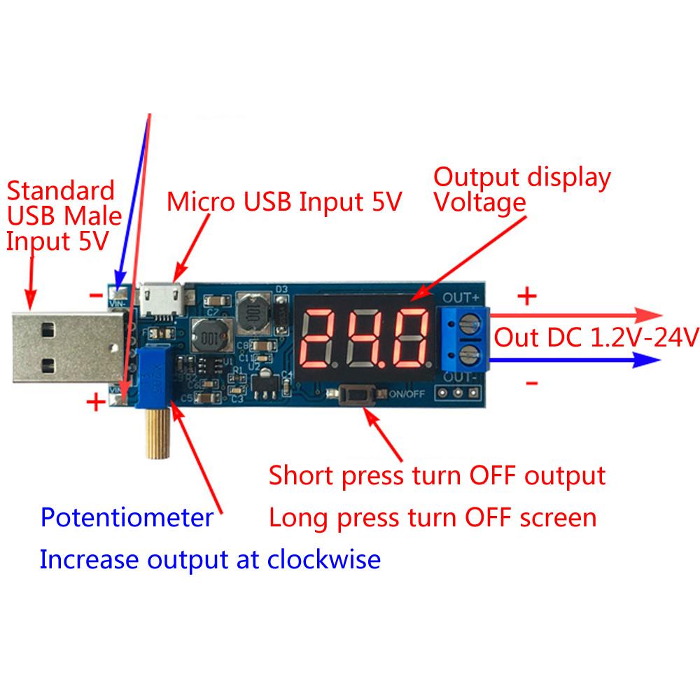 Шаг UP / Вниз питания DC-DC 5V до 3.3V 9V 12V 24V USB Регулируемый Boost Бак Преобразователь
Шаг UP / Вниз питания DC-DC 5V до 3.3V 9V 12V 24V USB Регулируемый Boost Бак Преобразователь