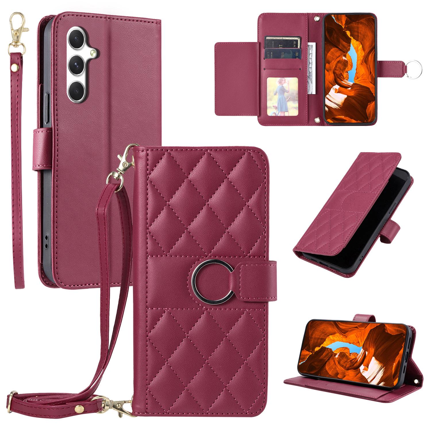 For Samsung Galaxy S25+ Crossbody Leather Case Ring Buckle Wallet Stand Rhombus Mobile Cover Red
For Samsung Galaxy S25+ Crossbody Leather Case Ring Buckle Wallet Stand Rhombus Mobile Cover Red