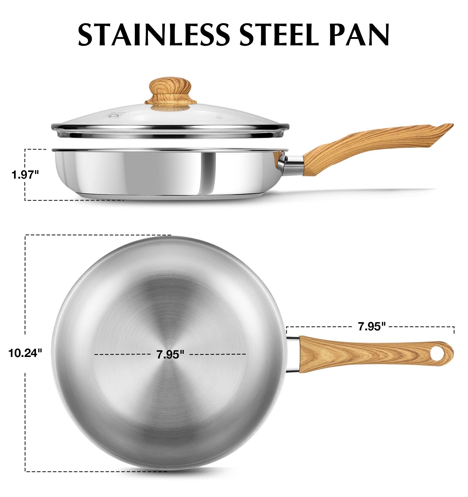CSK 10 Inch Stainless Steel Non-stick Frying Pan with Lid and Heat-resistant Bakelite Handle Cooking Pan Dishwasher Safe
CSK 10 Inch Stainless Steel Non-stick Frying Pan with Lid and Heat-resistant Bakelite Handle Cooking Pan Dishwasher Safe