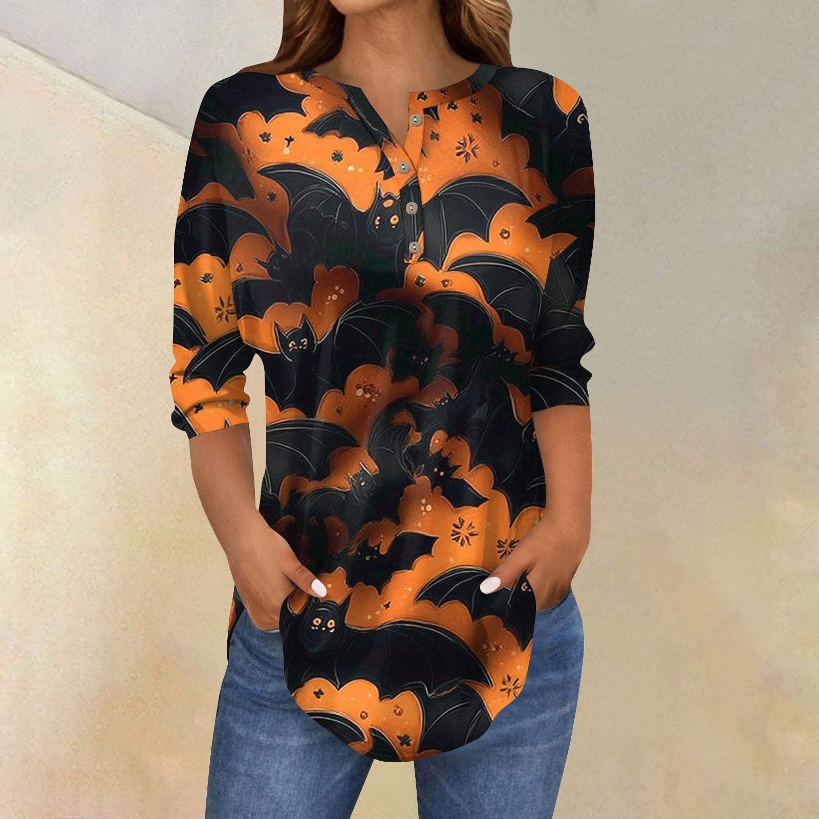 Women s Fashion Loose Button Collar Halloween Print Long Sleeve T-Shirt Top Pullover M Темно-синій
Women s Fashion Loose Button Collar Halloween Print Long Sleeve T-Shirt Top Pullover M Темно-синій