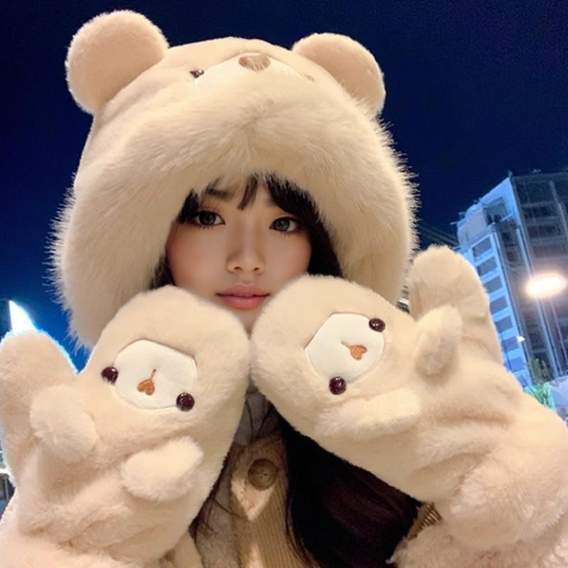 Плюшевая шапка с медвежьими ушками для женщин на осень и зиму, утолщенная, теплая, с защитой ушей, очки, милая шапка-ушанка, перчатки для верховой езды One Size
Плюшевая шапка с медвежьими ушками для женщин на осень и зиму, утолщенная, теплая, с защитой ушей, очки, милая шапка-ушанка, перчатки для верховой езды One Size