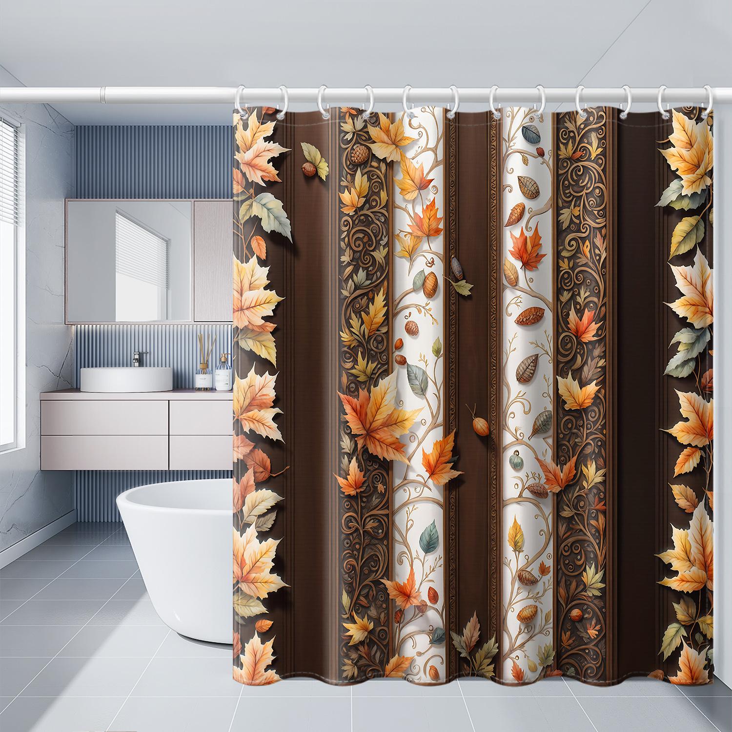 1Pc Autumn Christmas Vertical Striped Printed Shower Curtain With Plastic Hooks, Flower Christmas Bathroom Partition Curtain W60H190(CM)-1 Pcs
1Pc Autumn Christmas Vertical Striped Printed Shower Curtain With Plastic Hooks, Flower Christmas Bathroom Partition Curtain W60H190(CM)-1 Pcs