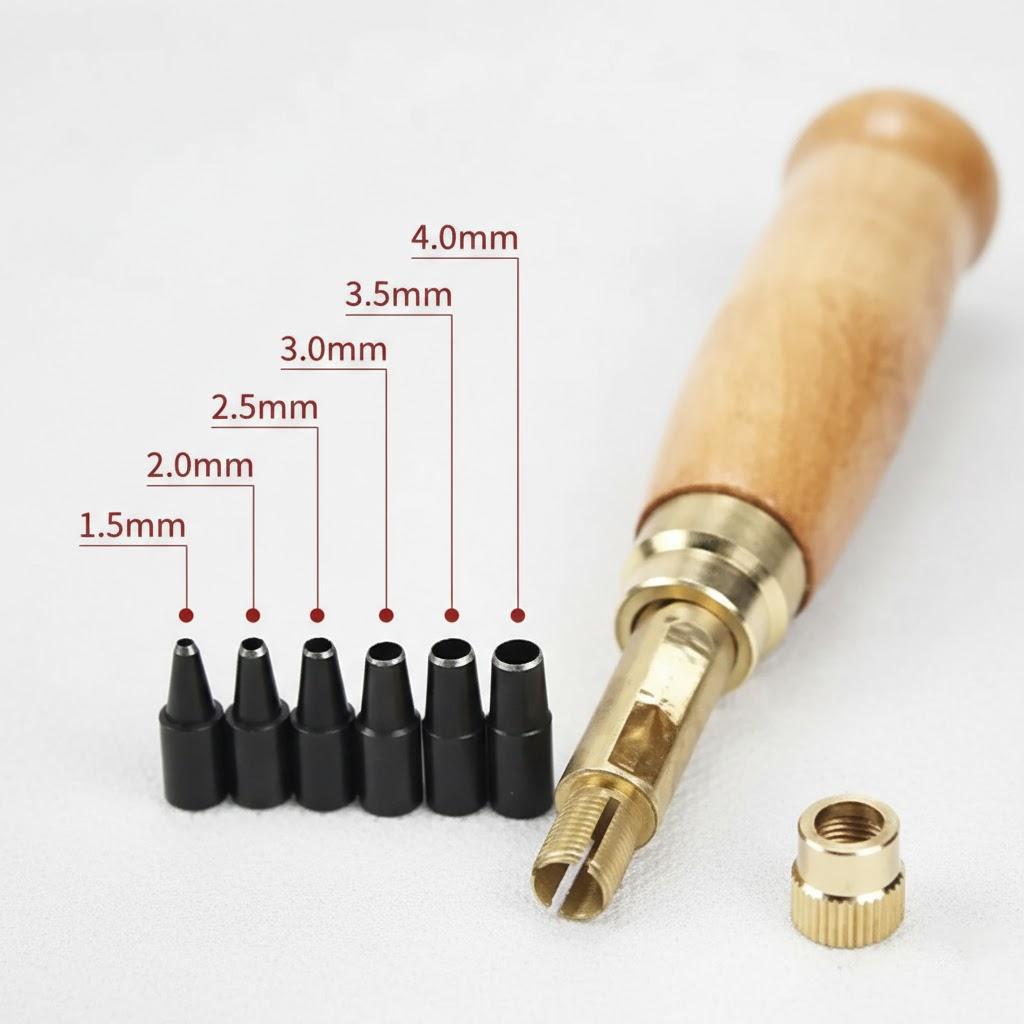 Automatic Belt Punching Machine Set with 6 Interchangeable Heads and Size Tips for Leather Belts 1.5-4mm
Automatic Belt Punching Machine Set with 6 Interchangeable Heads and Size Tips for Leather Belts 1.5-4mm