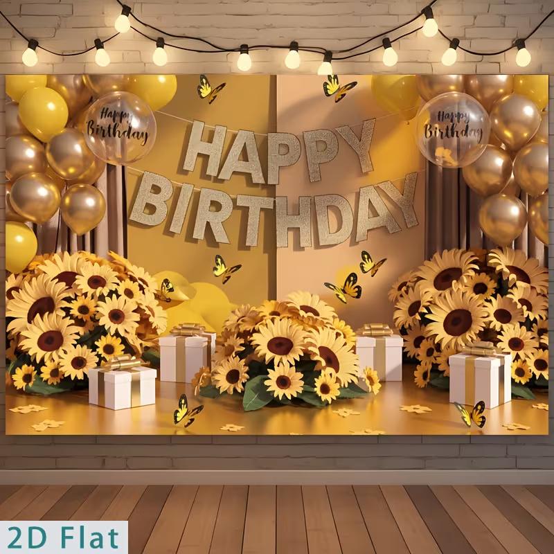 2D Birthday Photography Backdrop Yellow Background with Sunflowers, Butterflies and Balloons 47.2x31.5inch/120*80cm
2D Birthday Photography Backdrop Yellow Background with Sunflowers, Butterflies and Balloons 47.2x31.5inch/120*80cm