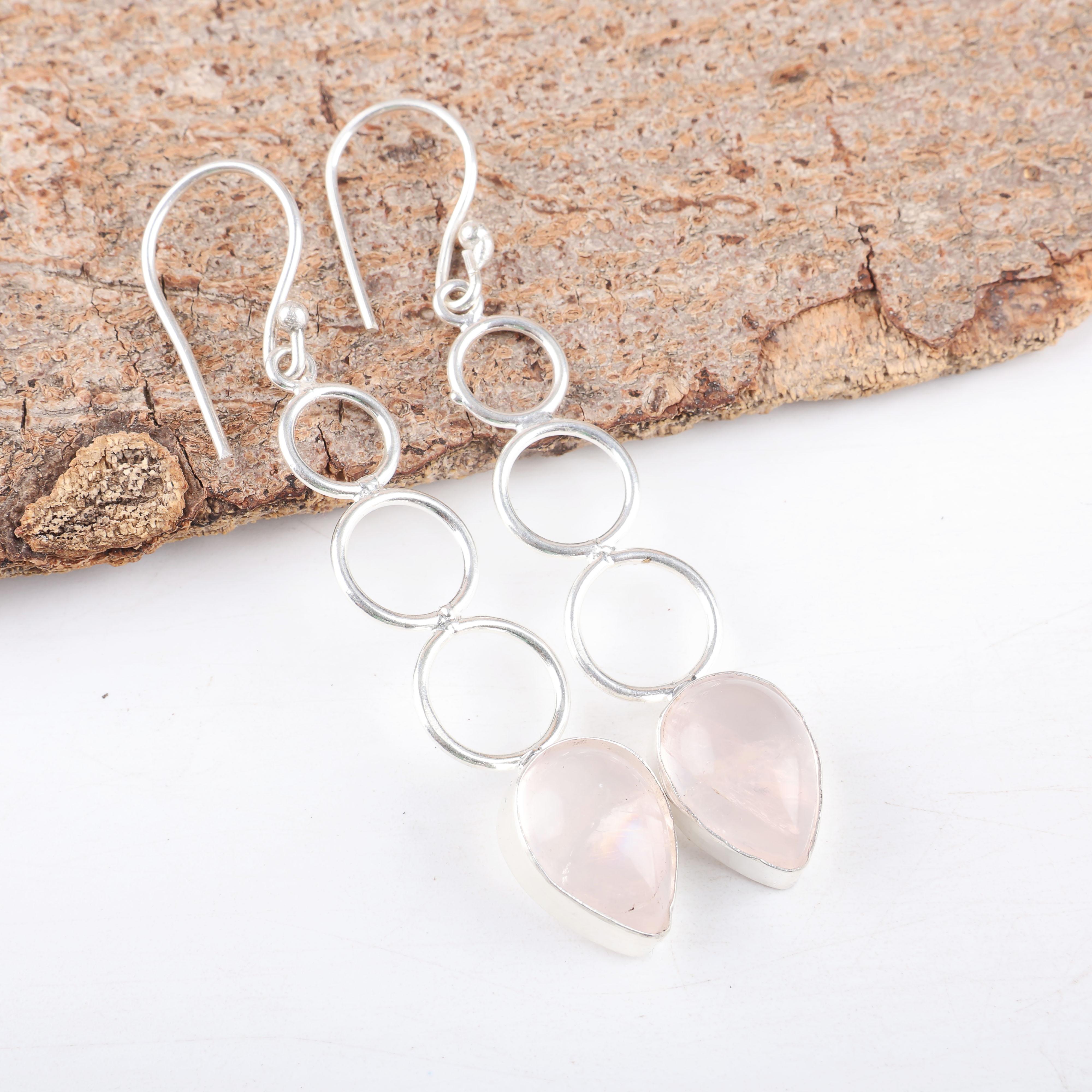 Rose Quartz Jewelry, 925 Solid Sterling Silver Earrings Handmade Gemstone Jewelry, Gifts For Wife Brand New Earrings For Gift 2.56 Inches рожевий
Rose Quartz Jewelry, 925 Solid Sterling Silver Earrings Handmade Gemstone Jewelry, Gifts For Wife Brand New Earrings For Gift 2.56 Inches рожевий