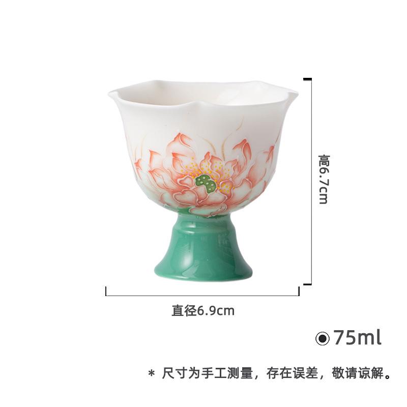 75ml Hand-painted Lotus High Foot Teacup Retro Tea Bowl Cute Cup Tea-tasting Fragrance Cup Chazhan Master Cups Chinese Tea Set
75ml Hand-painted Lotus High Foot Teacup Retro Tea Bowl Cute Cup Tea-tasting Fragrance Cup Chazhan Master Cups Chinese Tea Set