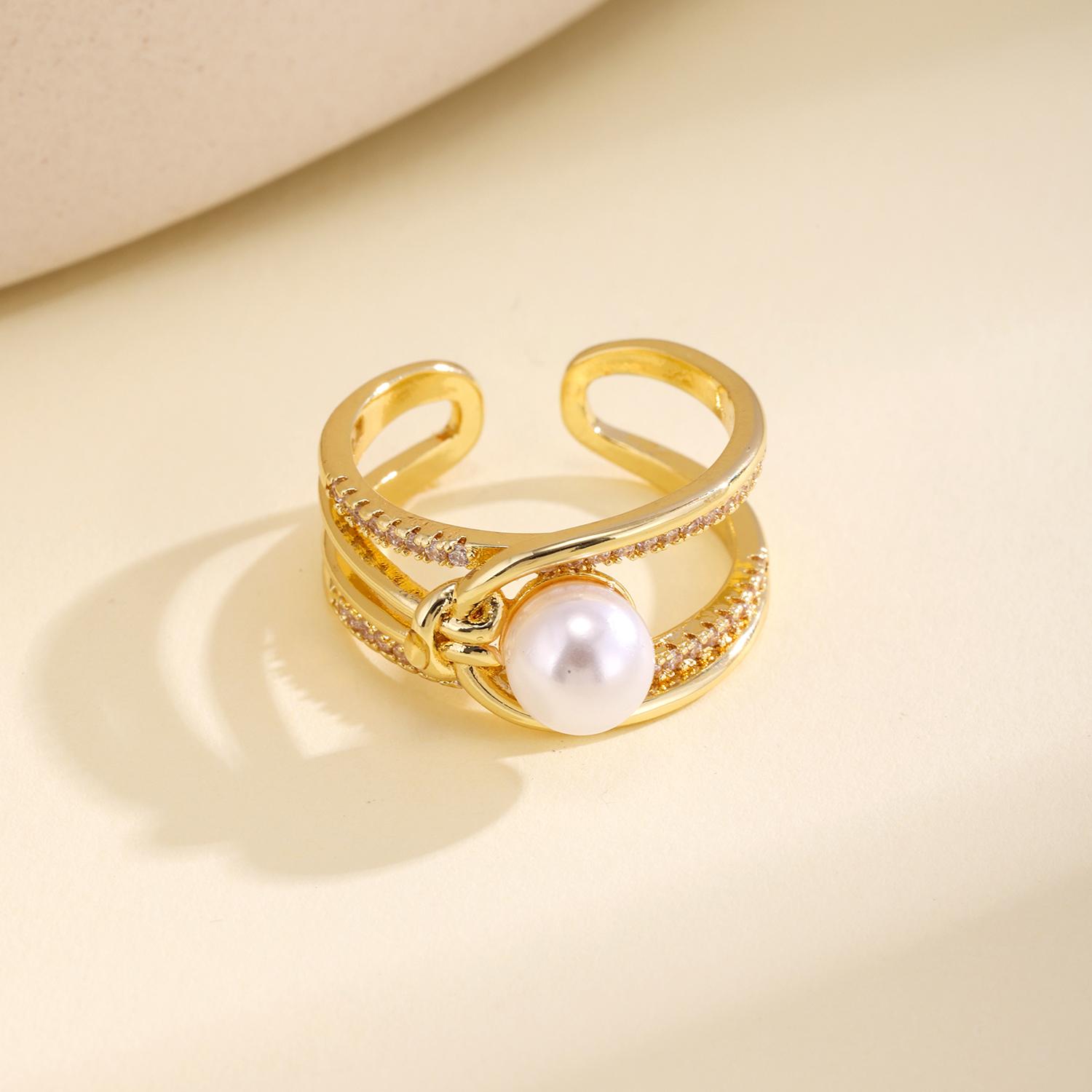 Nidin Light Luxury Double Layer Pearl Open Ring For Women Cubic Zirconia Inlaid Adjustable Finger Jewelry Wedding Party Gifts resizable золотий
Nidin Light Luxury Double Layer Pearl Open Ring For Women Cubic Zirconia Inlaid Adjustable Finger Jewelry Wedding Party Gifts resizable золотий