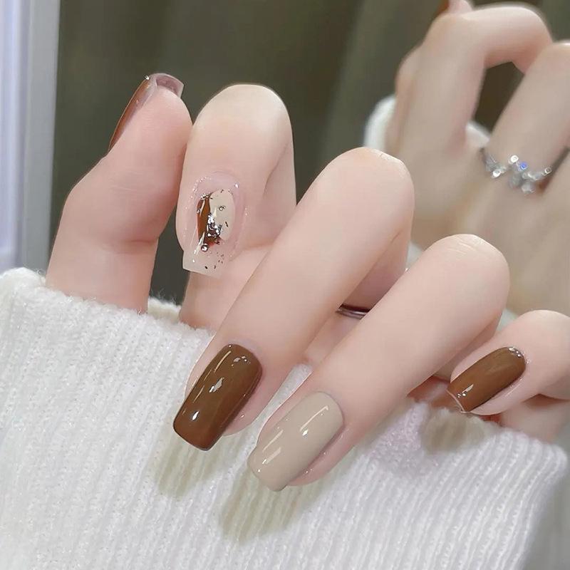 Heart Patchwork Coffee Glitter Long Wearable Nails - Versatile Full Size False Nail Pieces
Heart Patchwork Coffee Glitter Long Wearable Nails - Versatile Full Size False Nail Pieces