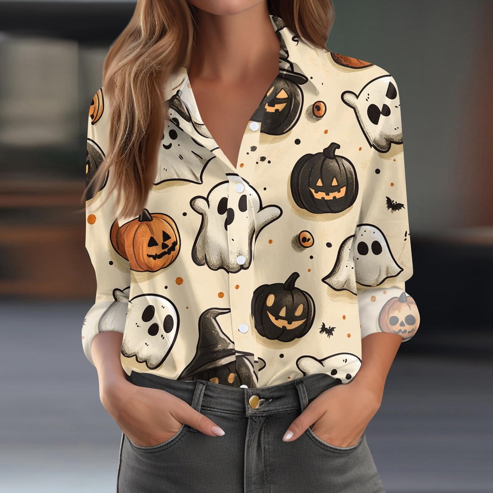 Женская рубашка-блузка Хэллоуин с принтом на пуговицах с длинным рукавом Повседневная базовая рубашечный воротник Обычный топ XL
Женская рубашка-блузка Хэллоуин с принтом на пуговицах с длинным рукавом Повседневная базовая рубашечный воротник Обычный топ XL