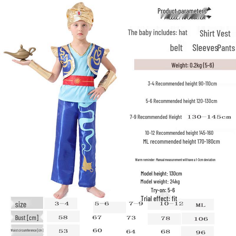 Aladdin s Lamp Costume: Genie Role Play Outfit for Parent-Child Stage Performances 7-9 years
Aladdin s Lamp Costume: Genie Role Play Outfit for Parent-Child Stage Performances 7-9 years