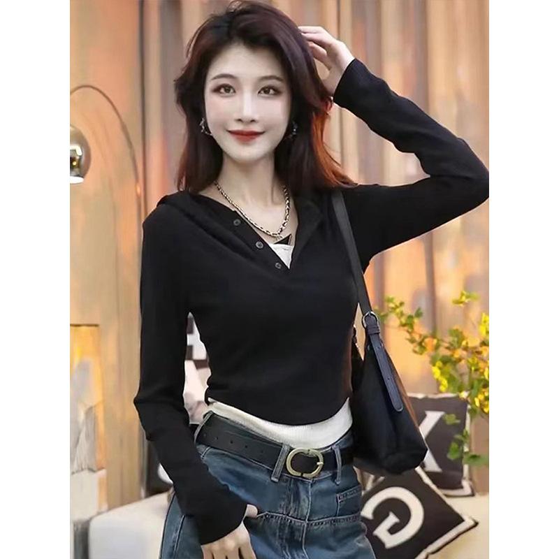 Футболка с капюшоном, поддельная, из двух частей, контрастная, с длинными рукавами, для женщин, весна и осень, новый облегающий короткий внутренний топ XL
Футболка с капюшоном, поддельная, из двух частей, контрастная, с длинными рукавами, для женщин, весна и осень, новый облегающий короткий внутренний топ XL