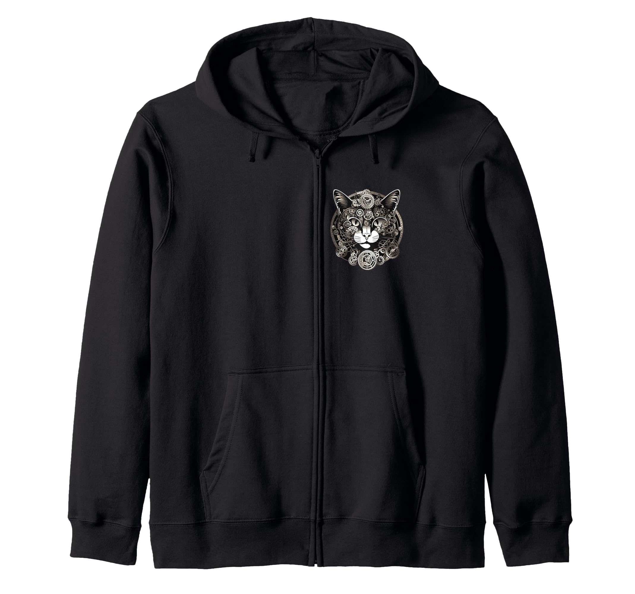 Steampunk Cat Zip Hoodie with Mechanical Gears and Cat Clockwork чёрный
Steampunk Cat Zip Hoodie with Mechanical Gears and Cat Clockwork чёрный