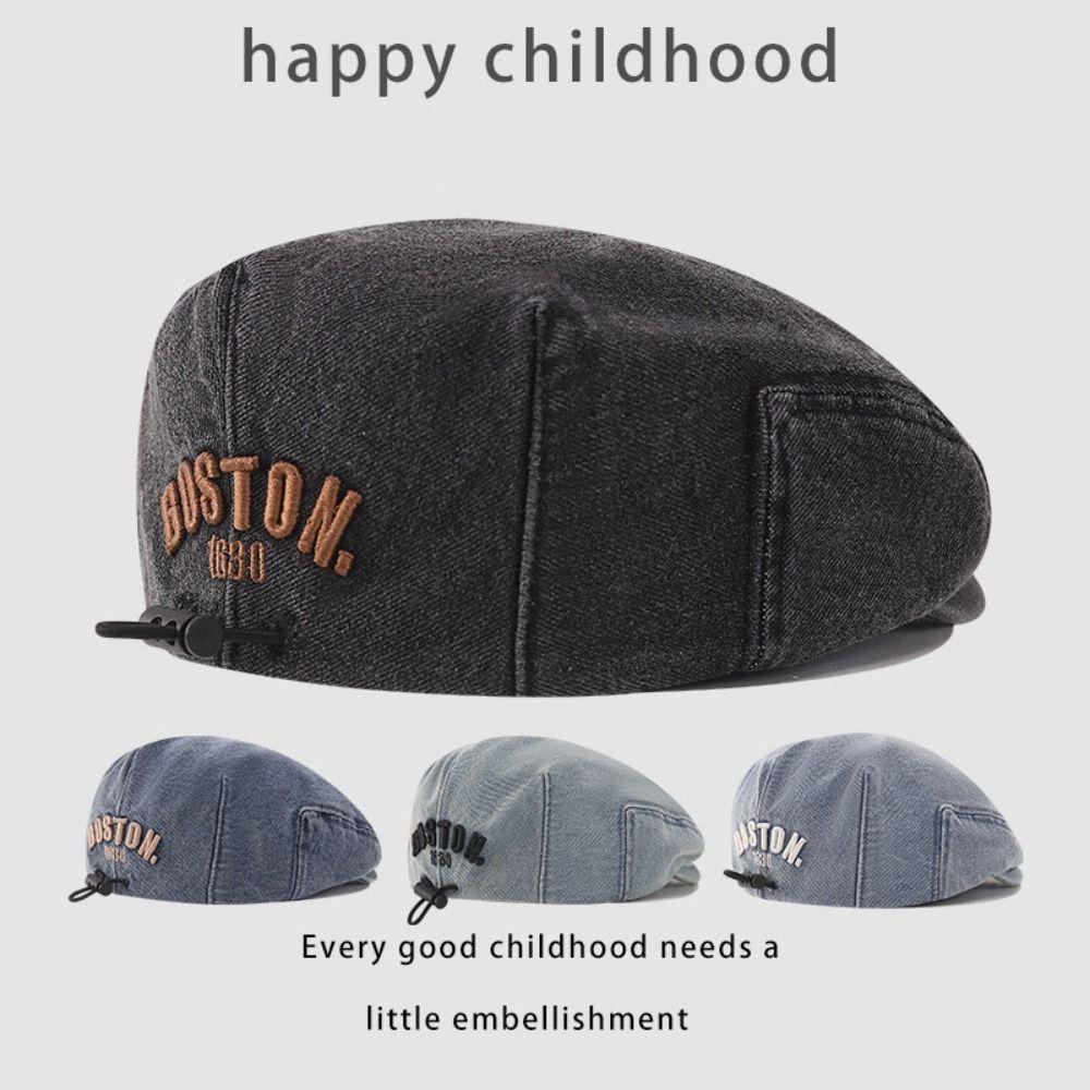 Vintage Denim Duck Tongue Cap Adjustable Drawstring Painter Caps Fashion Beret Hat for Kids чорний
Vintage Denim Duck Tongue Cap Adjustable Drawstring Painter Caps Fashion Beret Hat for Kids чорний
