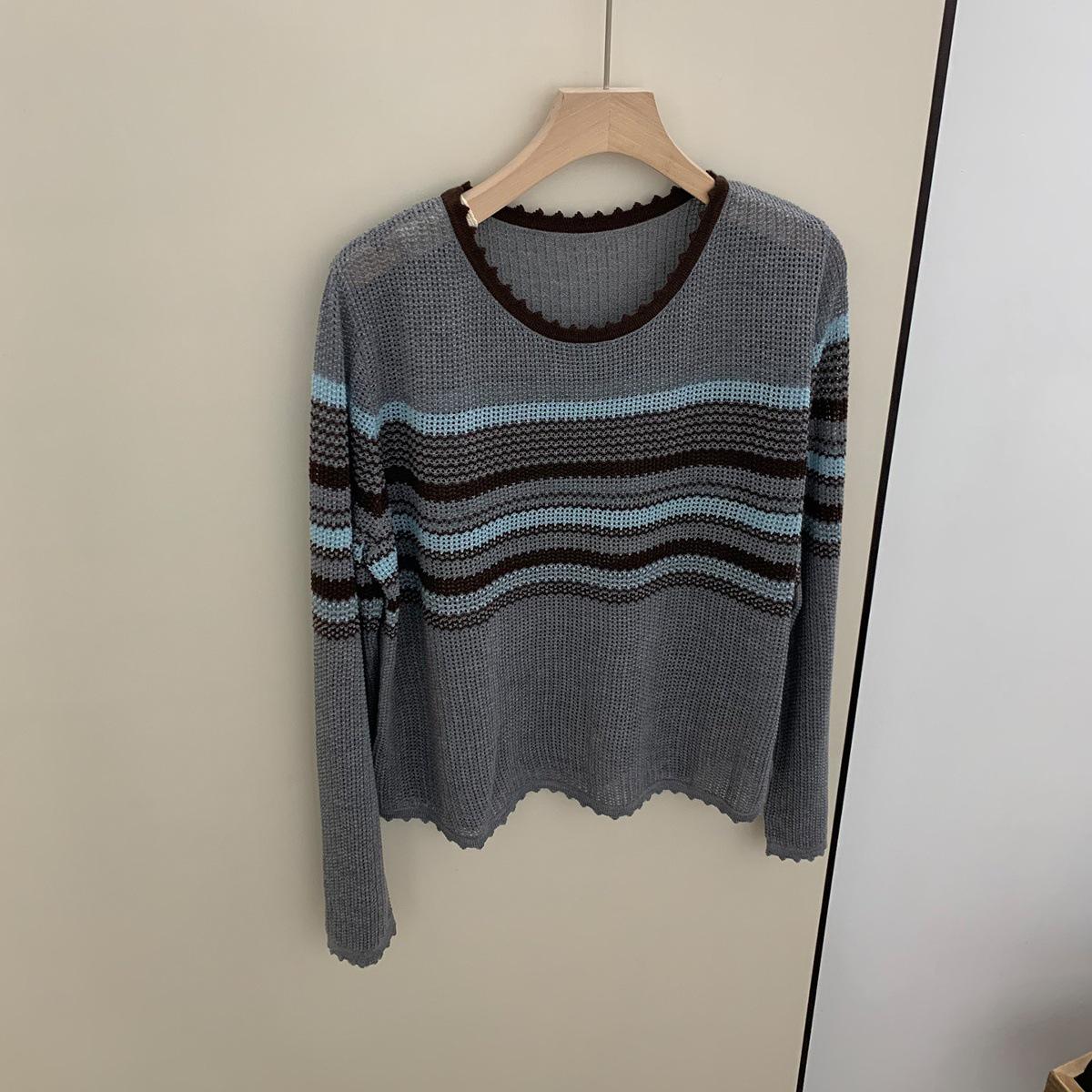Chic Korean-Style Striped Knit Sweater for Women - 2025 Long Sleeve Hollow Out Top Small серый
Chic Korean-Style Striped Knit Sweater for Women - 2025 Long Sleeve Hollow Out Top Small серый