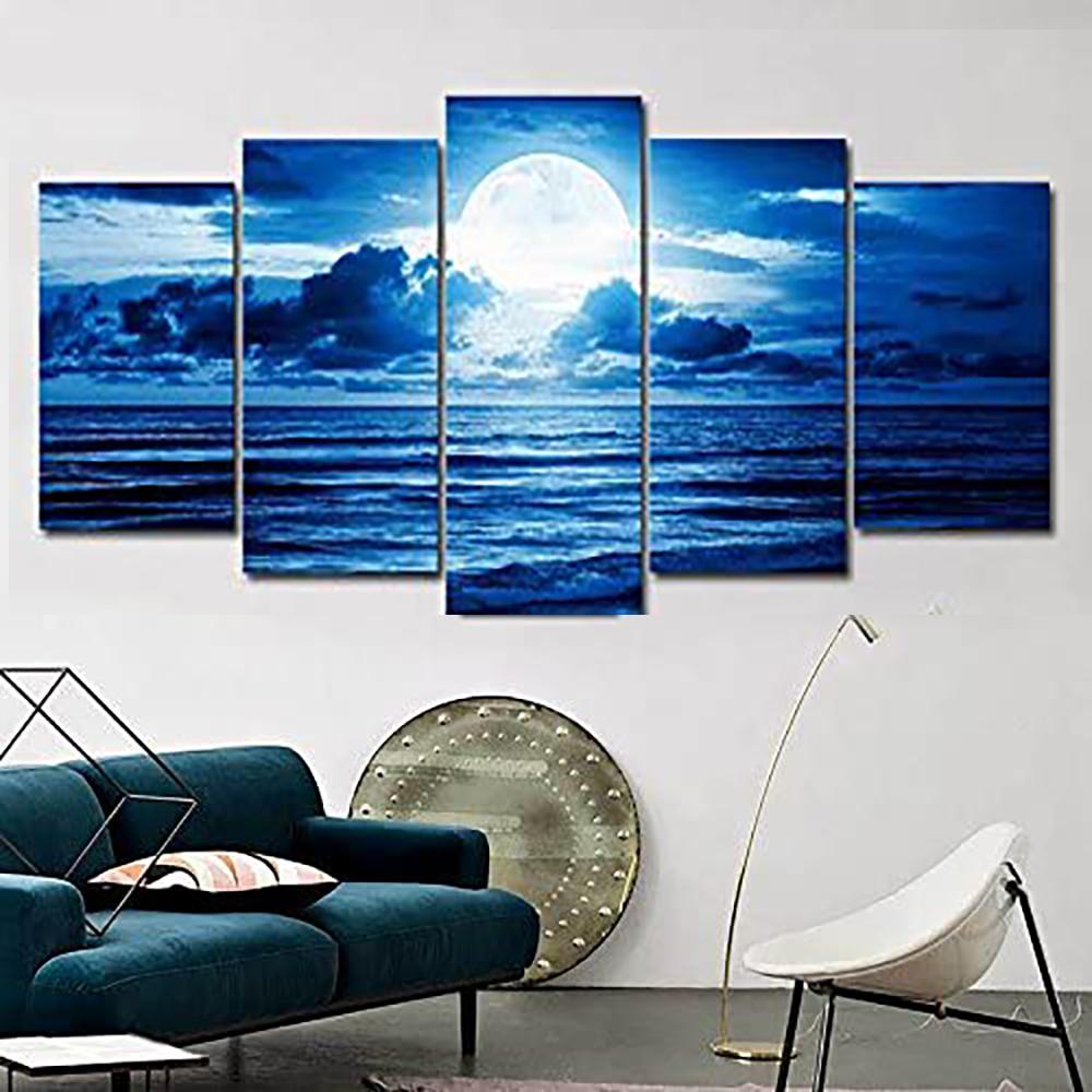 5 Pieces Wall Art Canvas Painting Blue Clouds Moon Beach Landscape Poster Pictures For Living Room Bedroom Home Decor Modern
5 Pieces Wall Art Canvas Painting Blue Clouds Moon Beach Landscape Poster Pictures For Living Room Bedroom Home Decor Modern