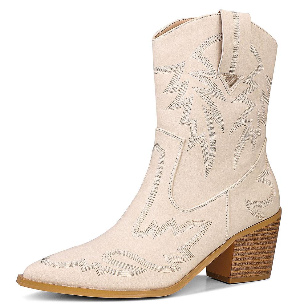 GIGIFOX Weatern Ankle Boots Side ZipperPointed Toe Chunky Mid Heel Embroider Design Shoes Fashion Leisure All Match Female Boots 39
GIGIFOX Weatern Ankle Boots Side ZipperPointed Toe Chunky Mid Heel Embroider Design Shoes Fashion Leisure All Match Female Boots 39