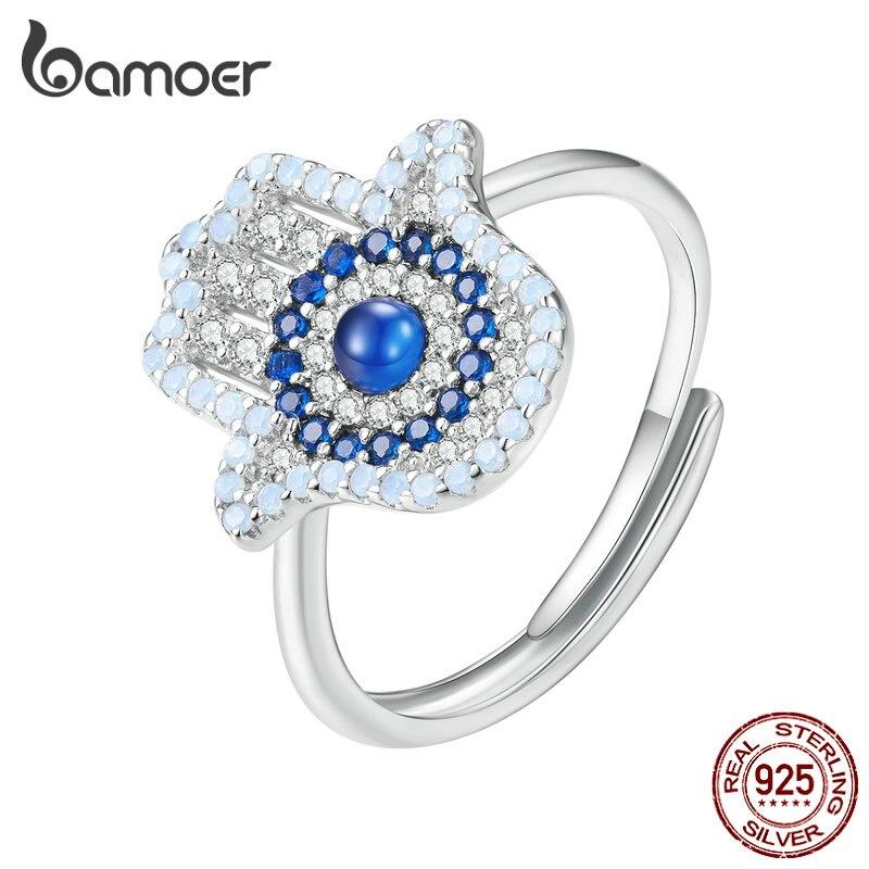 BAMOER стерлингового серебра 925 пробы, синий циркон Фатимы, кольцо для открывания рук, регулируемое кольцо для женщин, модные изящные ювелирные изделия
BAMOER стерлингового серебра 925 пробы, синий циркон Фатимы, кольцо для открывания рук, регулируемое кольцо для женщин, модные изящные ювелирные изделия