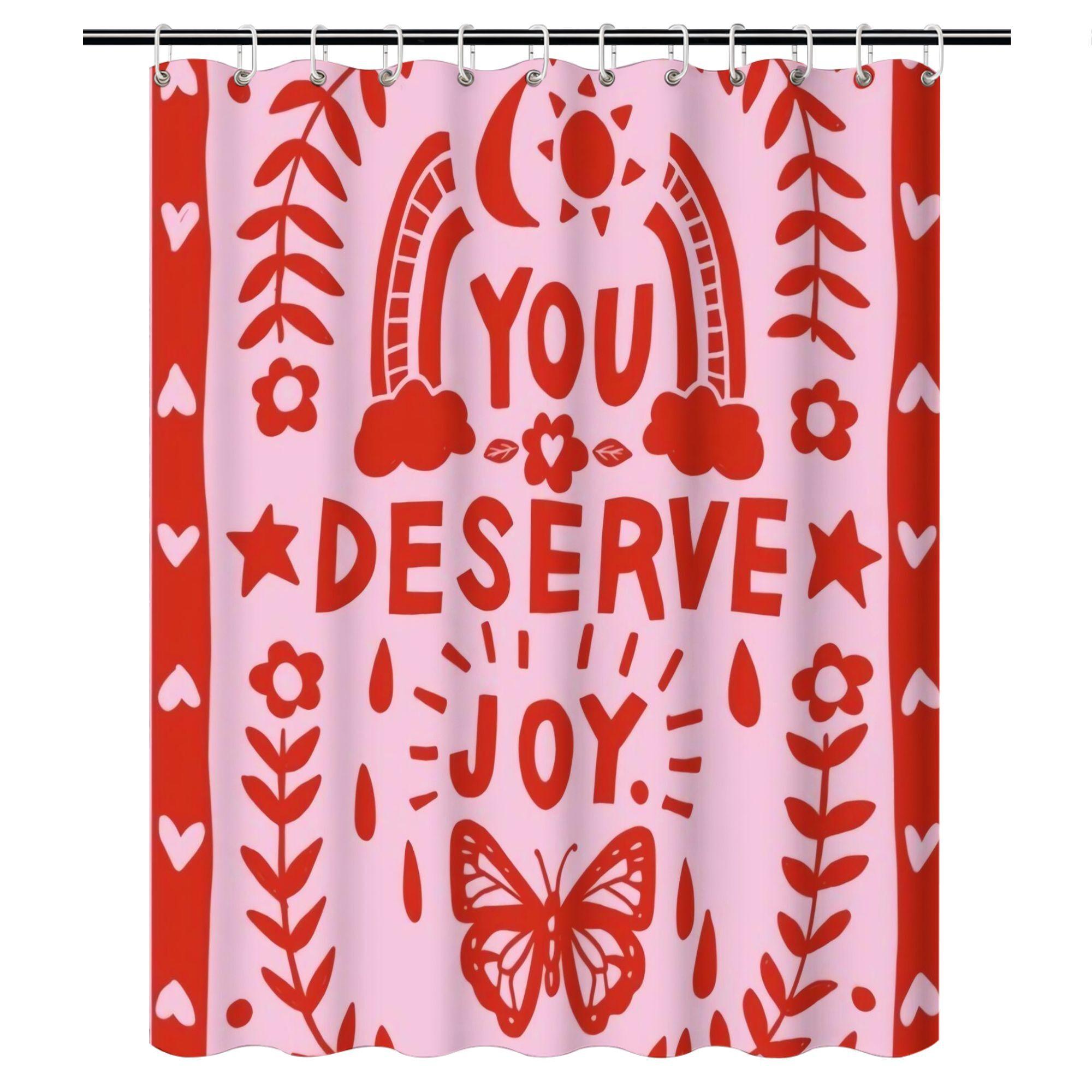 You Deserve Joy Shower Curtain – Pink/Red Hand-Drawn, Hearts Stars Butterflies, 12 Hooks, 70.87×70.87 Waterproof W60H190(CM)-1 Pcs
You Deserve Joy Shower Curtain – Pink/Red Hand-Drawn, Hearts Stars Butterflies, 12 Hooks, 70.87×70.87 Waterproof W60H190(CM)-1 Pcs