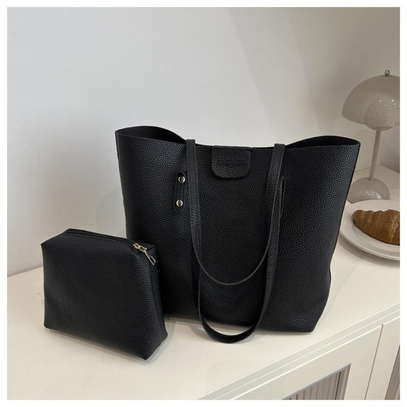 Трендовая повседневная сумка большой вместимости, женская сумка, новая простая сумка-тоут для поездок на работу, модная сумка подмышку чёрный