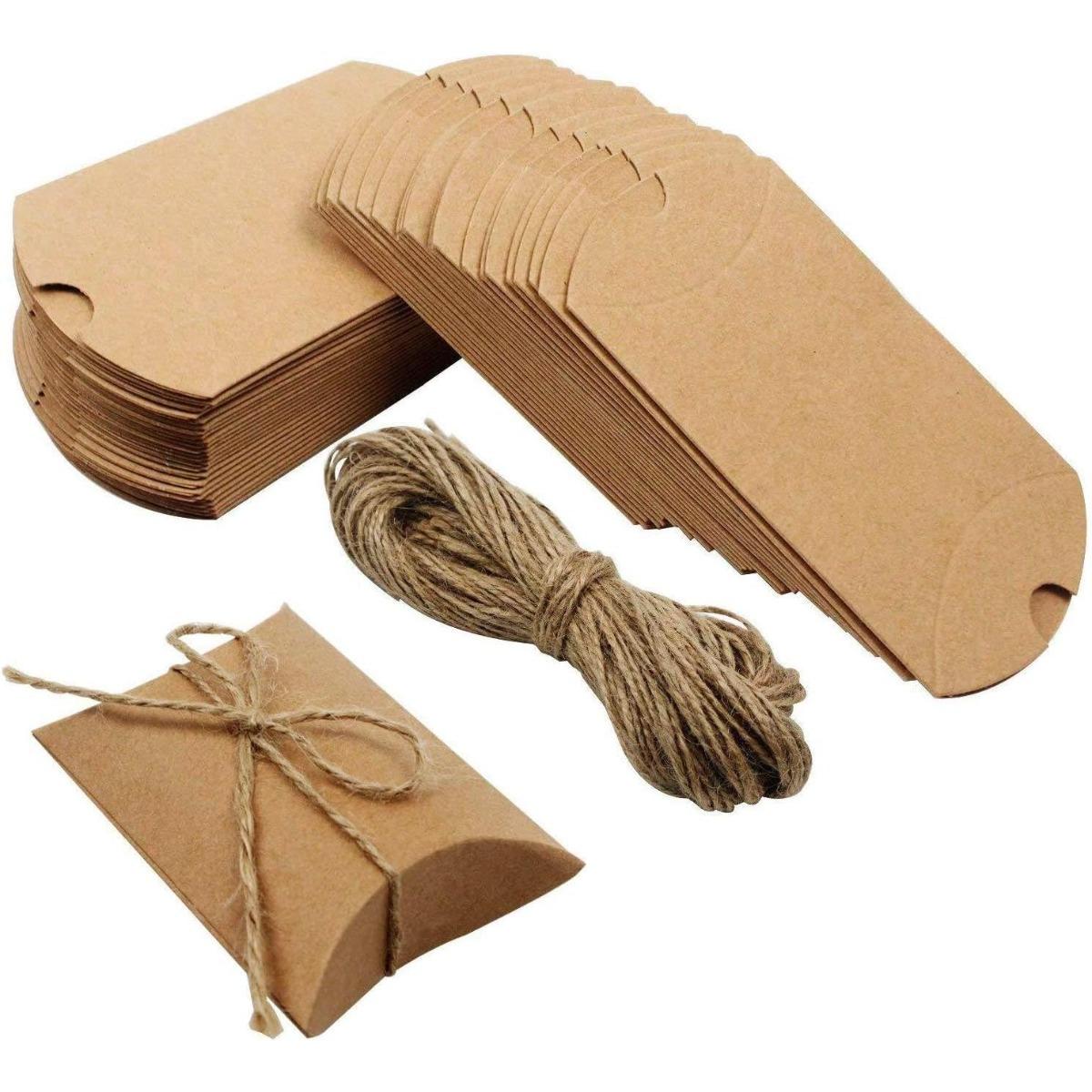 50 Pcs Kraft Paper Pillow Gift Box with Jute Rope, Small Candy Boxes for Gift Jewelry Soap Packaging, Mini Foldable Gift Box Wedding Birthday Party 50pcs
50 Pcs Kraft Paper Pillow Gift Box with Jute Rope, Small Candy Boxes for Gift Jewelry Soap Packaging, Mini Foldable Gift Box Wedding Birthday Party 50pcs