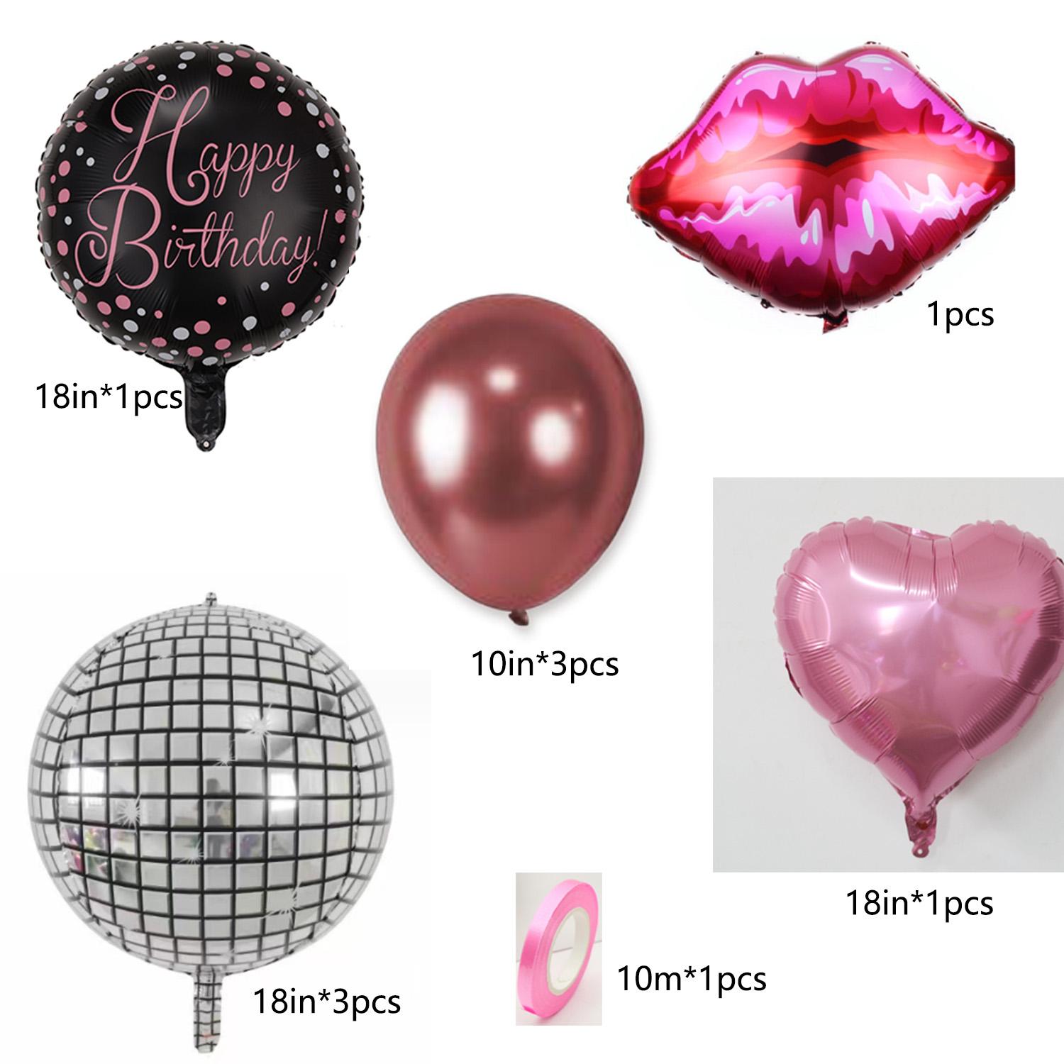 7шт розовые губы диско шары праздник день рождения воздушный шар украшения