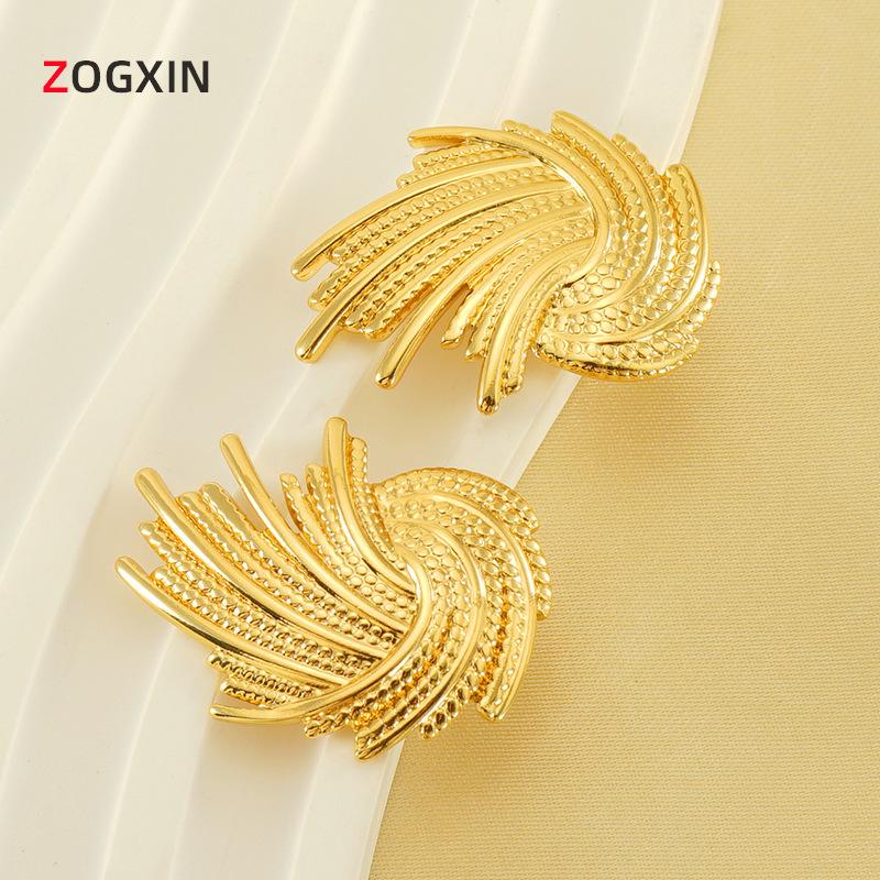 European and American Stainless Steel Geometric Swirl Design Stud Earrings - Exaggerated Personality Ear Jewelry 18K Gold Plated
European and American Stainless Steel Geometric Swirl Design Stud Earrings - Exaggerated Personality Ear Jewelry 18K Gold Plated