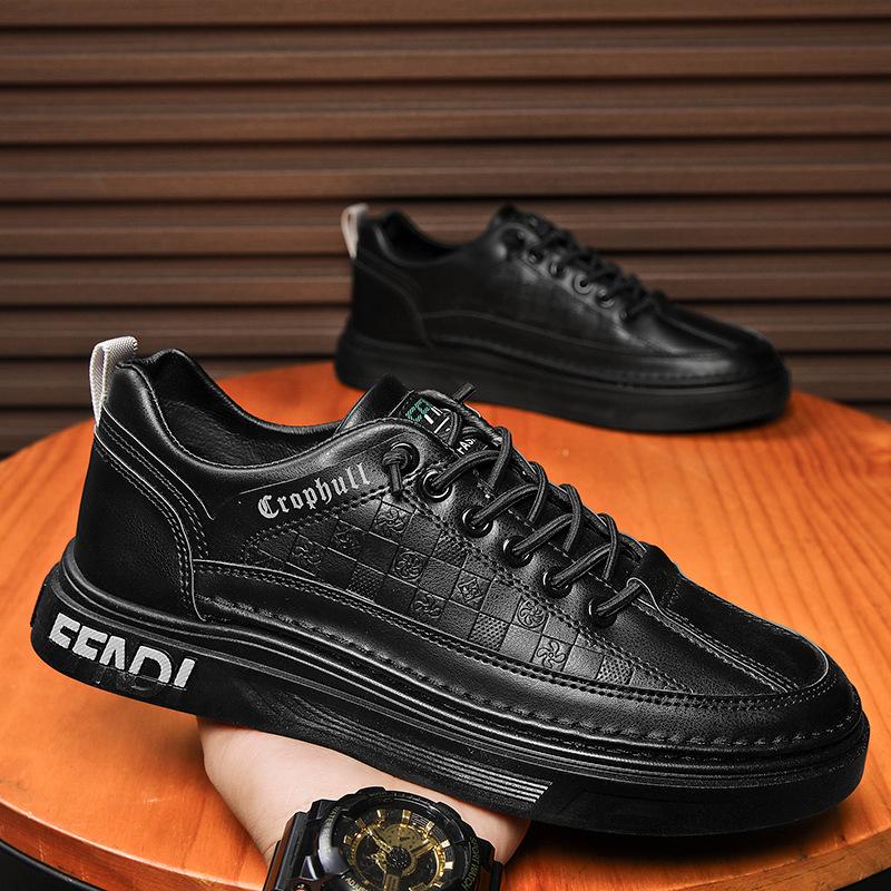Мужская обувь на мягкой подошве, универсальная, модная, повседневная, спортивная, водонепроницаемая, высококачественная, рабочая, мужская обувь, осенняя, ретро, простая, трендовая обувь 39 чёрный