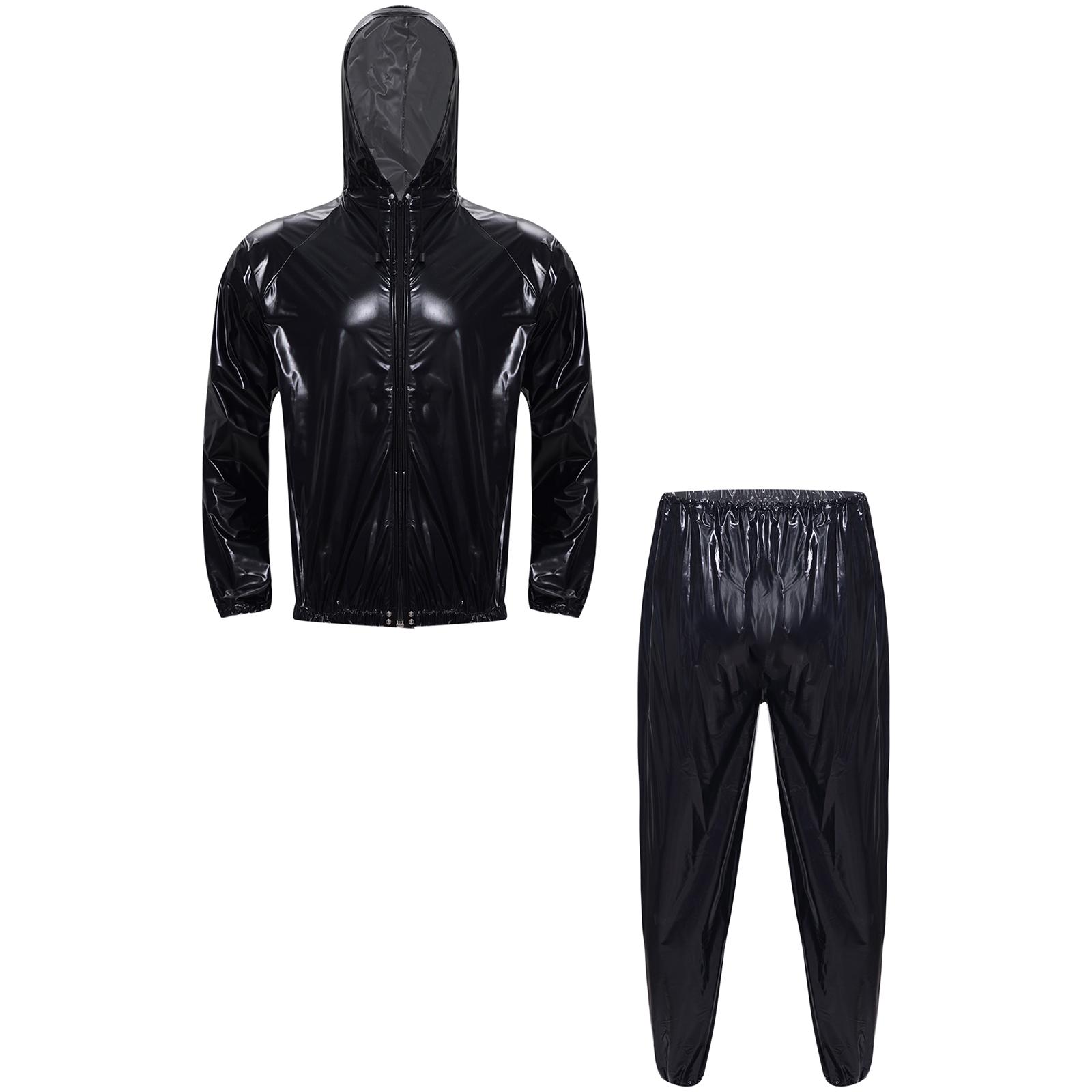 Unisex PVC Sauna Suit Long Sleeve Zipper Hooded Drawstring Jacket Tops Pants Exercise Workout L чорний
Unisex PVC Sauna Suit Long Sleeve Zipper Hooded Drawstring Jacket Tops Pants Exercise Workout L чорний