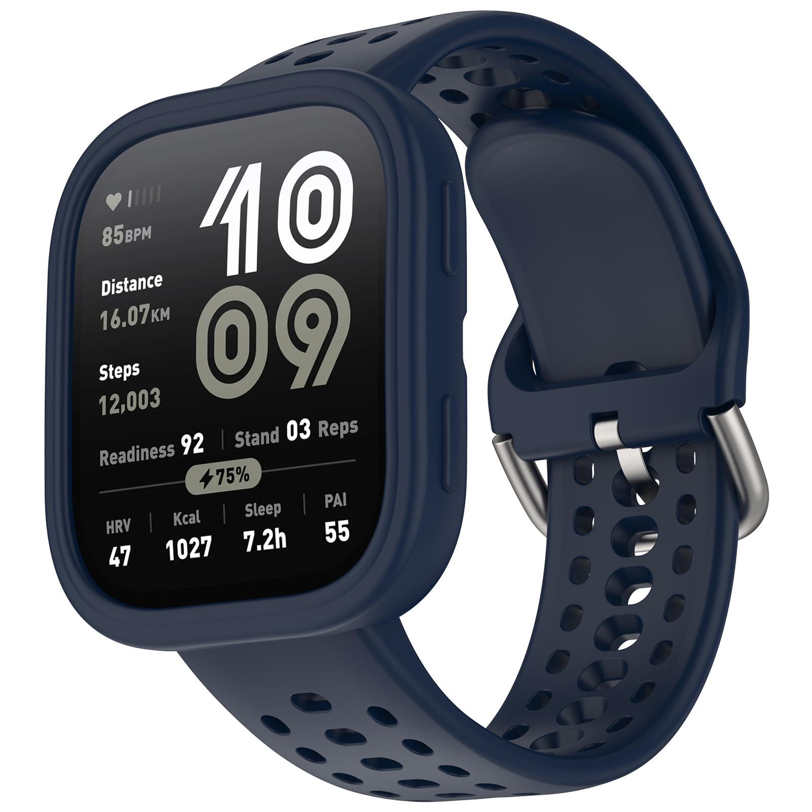 Для Huami Amazfit Bip 6 A2435 Силіконовий дихаючий ремінець для годинника+Захисний чохол Dark Blue
Для Huami Amazfit Bip 6 A2435 Силіконовий дихаючий ремінець для годинника+Захисний чохол Dark Blue