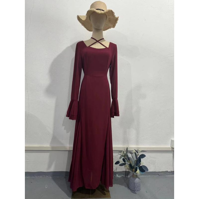 Fashion Style Chiffon Ruffles Tied Slim Fit Dress Chiffon Lace up Slim Fit Dress Burgundy S
Fashion Style Chiffon Ruffles Tied Slim Fit Dress Chiffon Lace up Slim Fit Dress Burgundy S