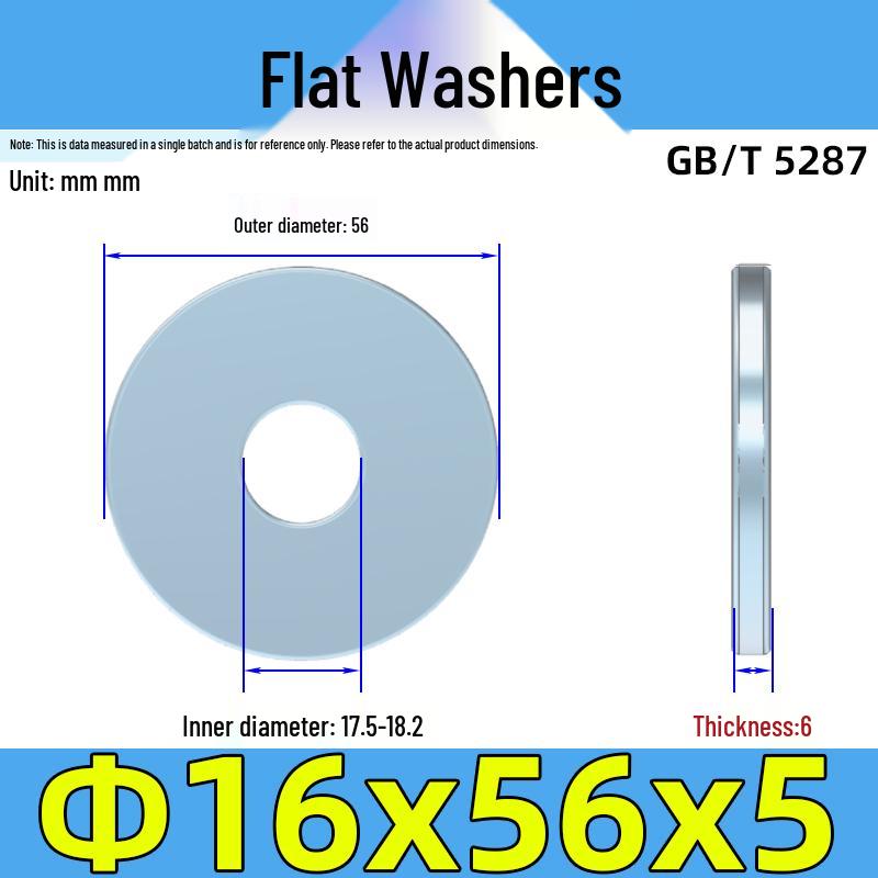 Extra Large Carbon Steel Zinc-Plated Flat Washer, Blue/White, Grade C, GB5287
Extra Large Carbon Steel Zinc-Plated Flat Washer, Blue/White, Grade C, GB5287