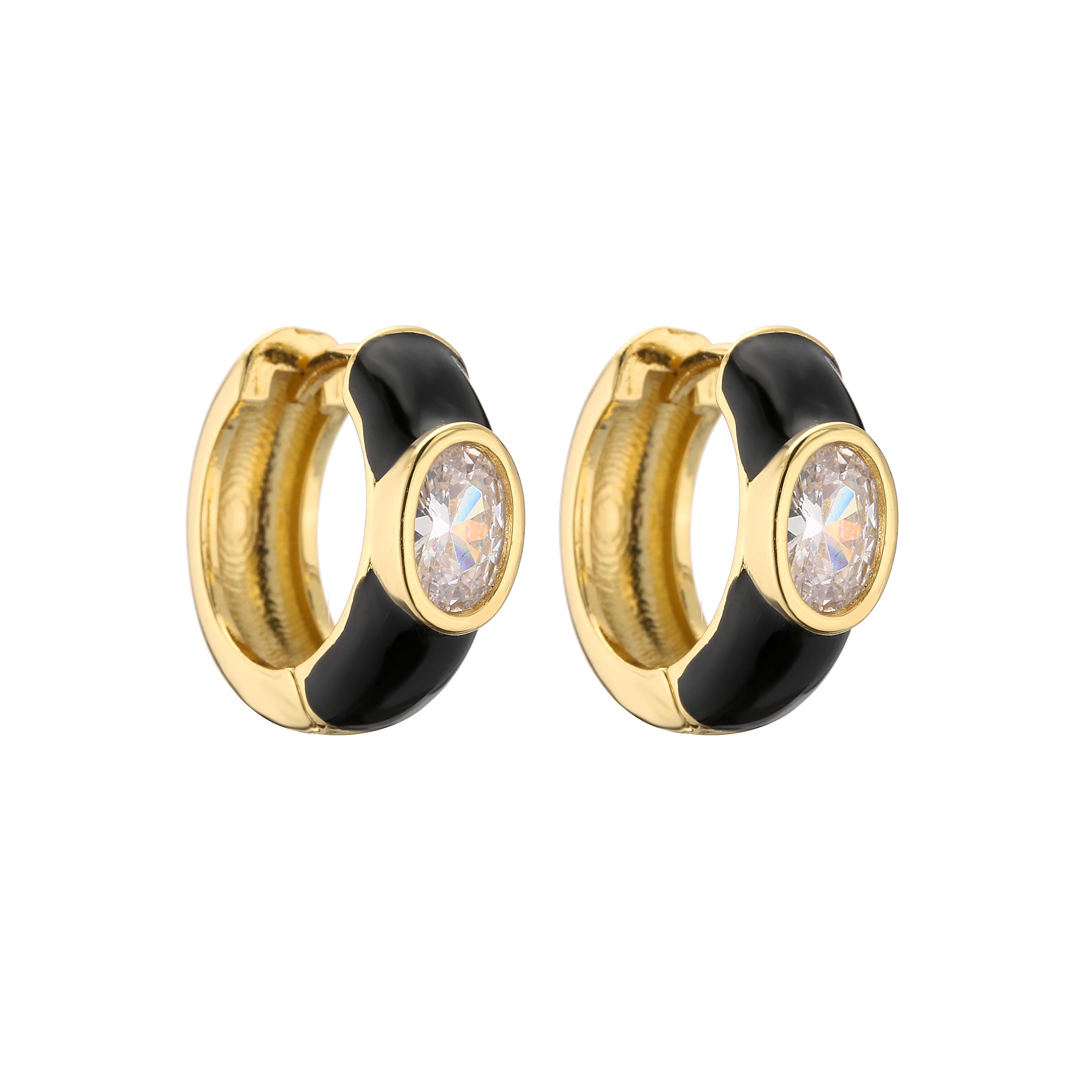 HECHENG, Small Hoop Earrings Enamel Zircon Earrings for Women, Romantic Geometric Zircon Cooper 18kGold PlatedWholesale чорний
HECHENG, Small Hoop Earrings Enamel Zircon Earrings for Women, Romantic Geometric Zircon Cooper 18kGold PlatedWholesale чорний