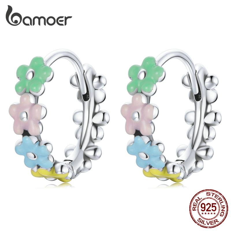 Женские серьги-кольца BAMOER из стерлингового серебра 925 пробы с эмалью и разноцветными цветами, элегантные ювелирные украшения 925 silver
Женские серьги-кольца BAMOER из стерлингового серебра 925 пробы с эмалью и разноцветными цветами, элегантные ювелирные украшения 925 silver