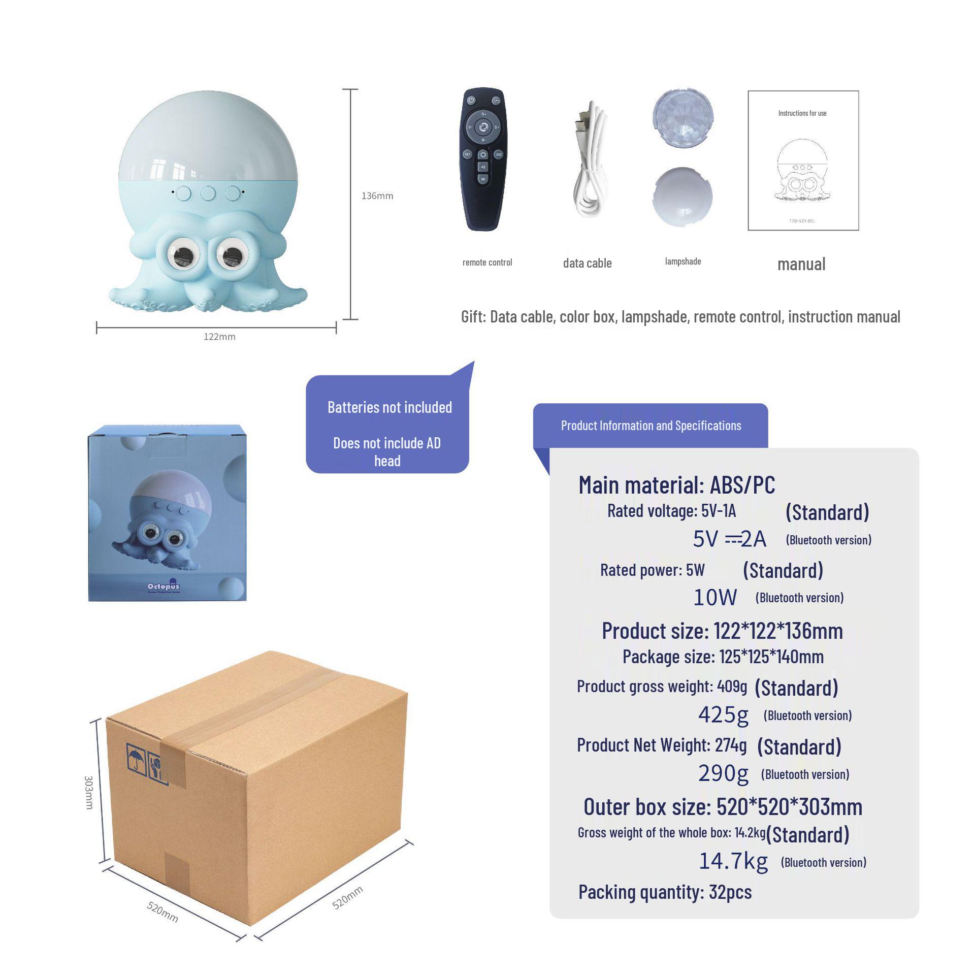 Jellyfish Dynamic Atmosphere Projector & Bluetooth Speaker with Starry Sky Light for Bedroom English Packaging
Jellyfish Dynamic Atmosphere Projector & Bluetooth Speaker with Starry Sky Light for Bedroom English Packaging