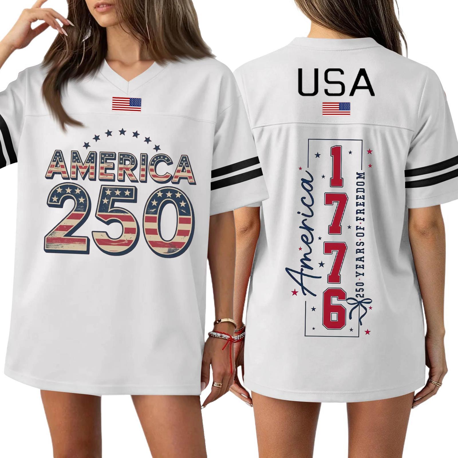 America 250 Anniversary 1776 USA Graphic Print Loose Fit Short Sleeve V Neck T Shirt for Women Men Unisex Casual Top XS білий
America 250 Anniversary 1776 USA Graphic Print Loose Fit Short Sleeve V Neck T Shirt for Women Men Unisex Casual Top XS білий